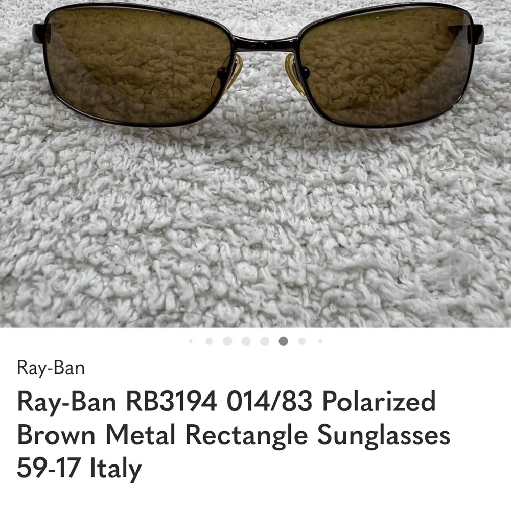 Ray-Ban RB3194 014/83 Polarized Brown Metal Rectangle Sunglasses 59-17 Italy